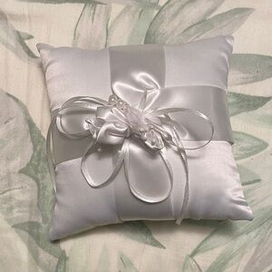 Elegant White Satin Ring Bearer Pillow